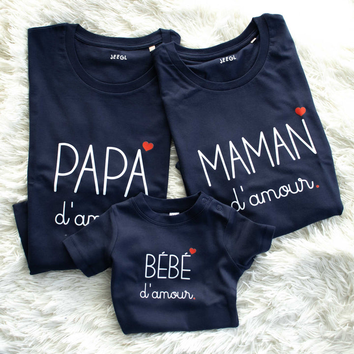 T-Shirt Personnalisé Famille Papa d'amour/Maman d'amour/Bébé d'Amour