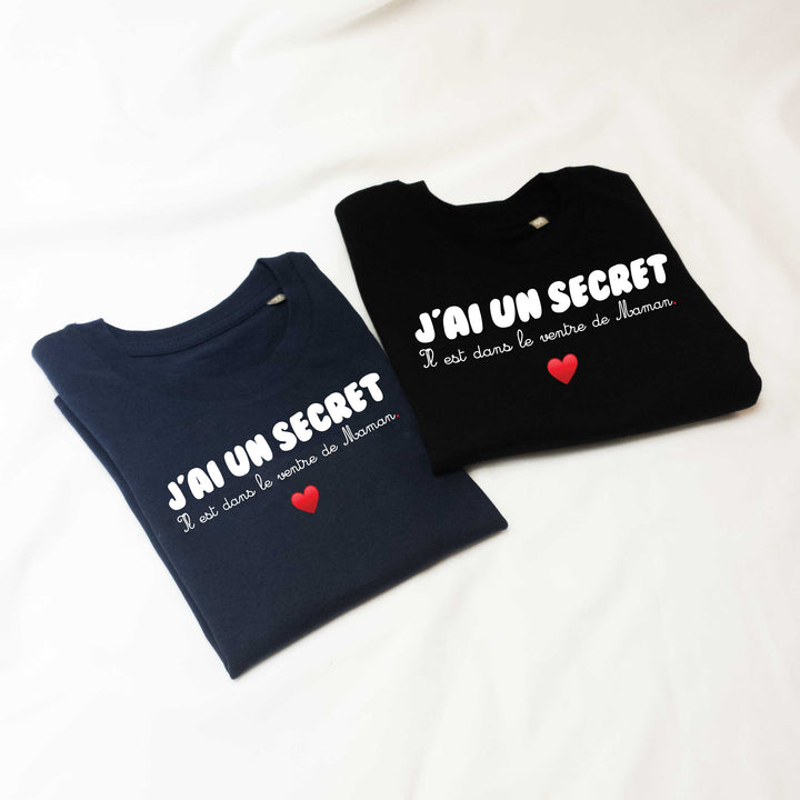 T-shirt j'ai un secret, Annonce grossesse papa, tshirt future grande soeur, tshirt futur grand frère