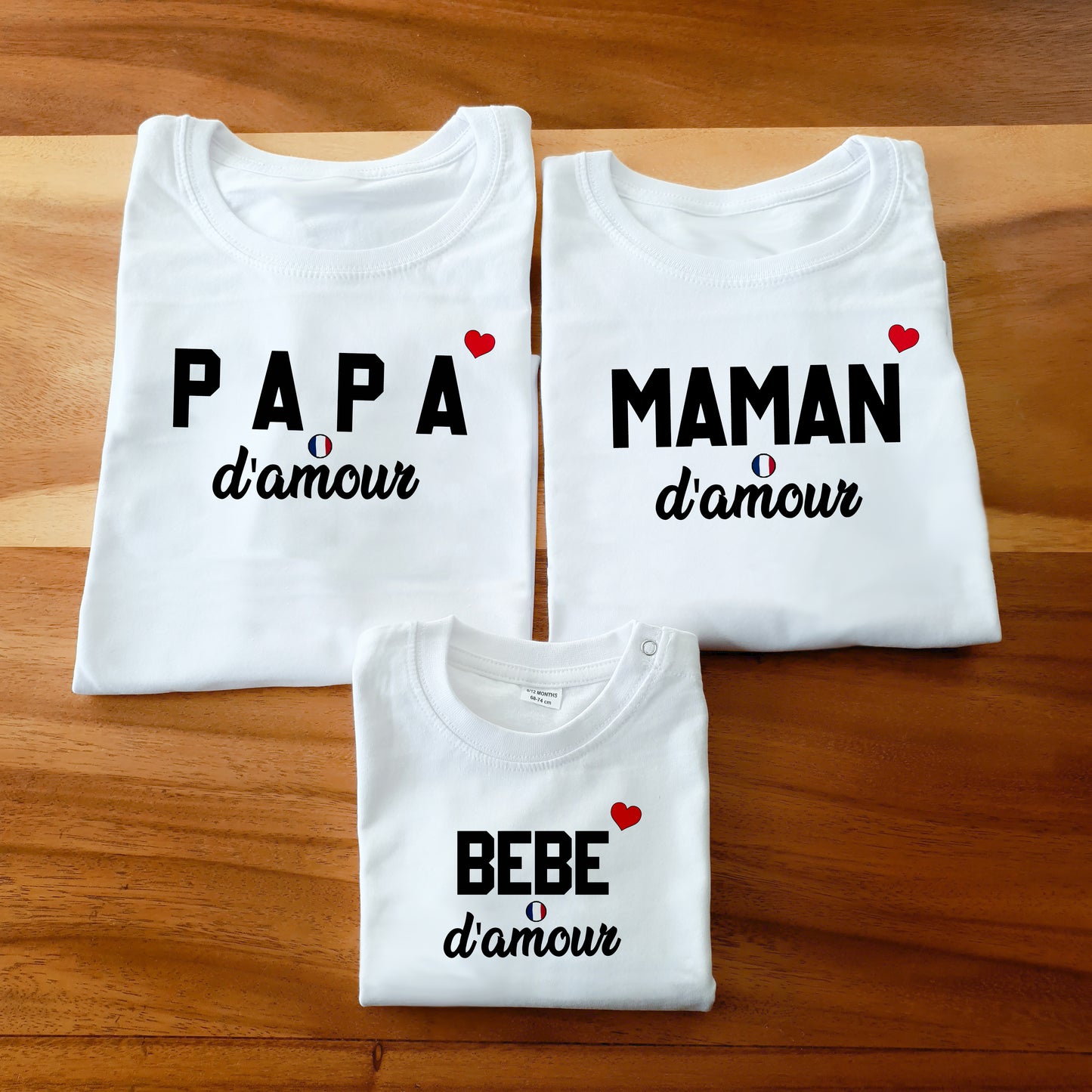 Tee-shirt  papa d'amour, maman d'amour ...